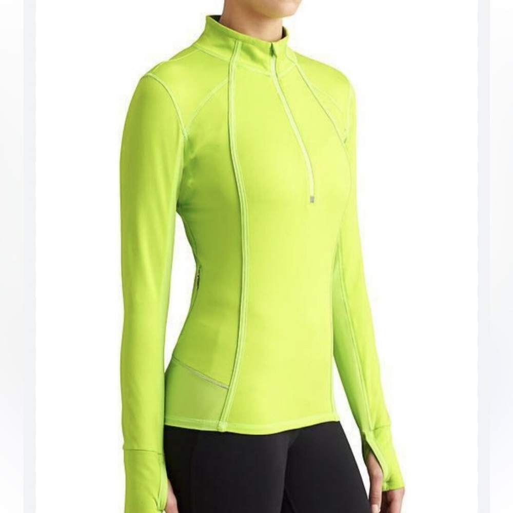 Athleta Plush Tech Half-Zip Pullover Neon Green Size Small